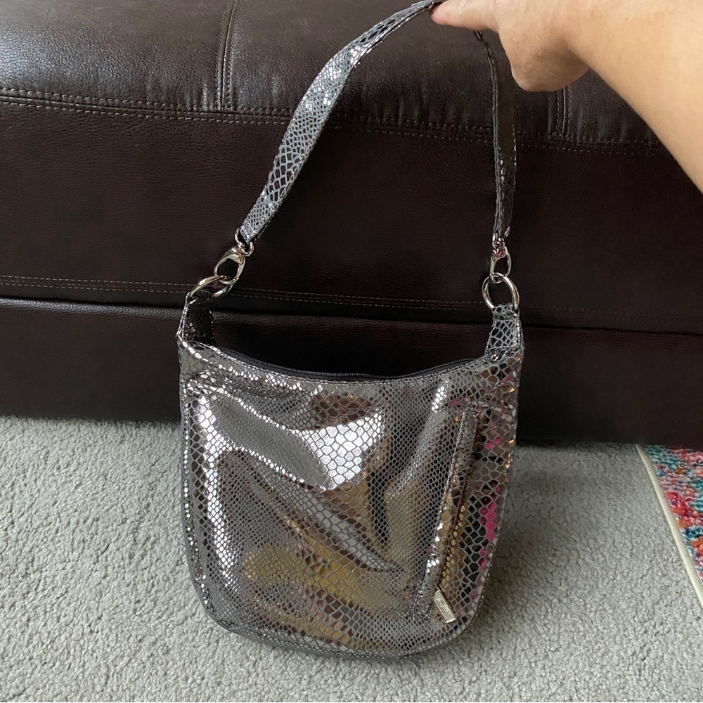PINKY Vintage Genuine Leather snake skin glaze hobo Bag with removeable strap